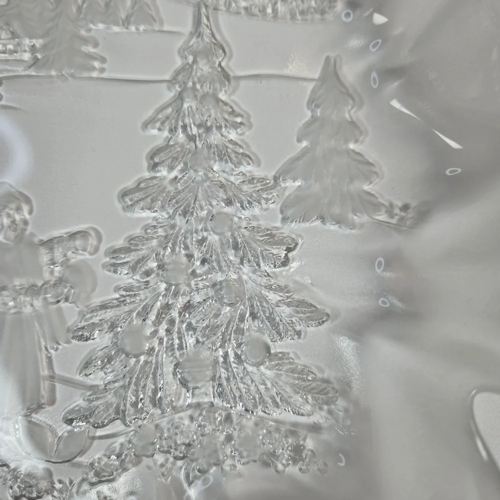 Vintage Mikasa Christmas Story Frosted Glass Crystal Serving Plate Bowl‎ Platter